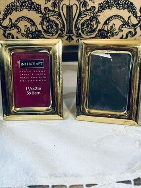 Vintage gold brass miniature picture frames Intercraft